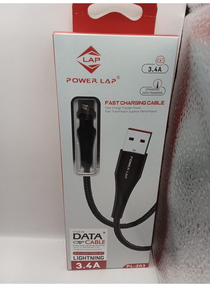 POWER LAP FAST CHARGING CABLE 1M USB TO LIGHTNING PL-203 - Image 2